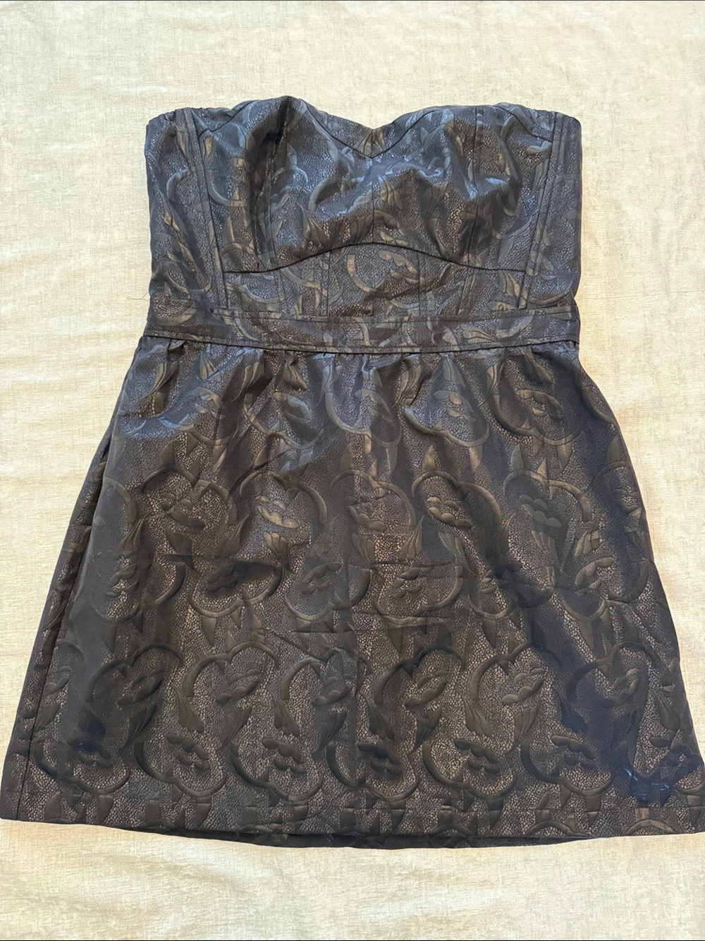 American Eagle Outfitters Black Strapless Jacquard Party Dress